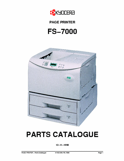 Kyocera FS-7000 FS-7000 PAGE PRINTER Parts Manual